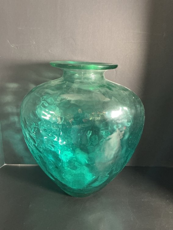 Hand Blown Green Vase With Intermittent Bubbles, 8 Miscellaneous Clear Vases & More