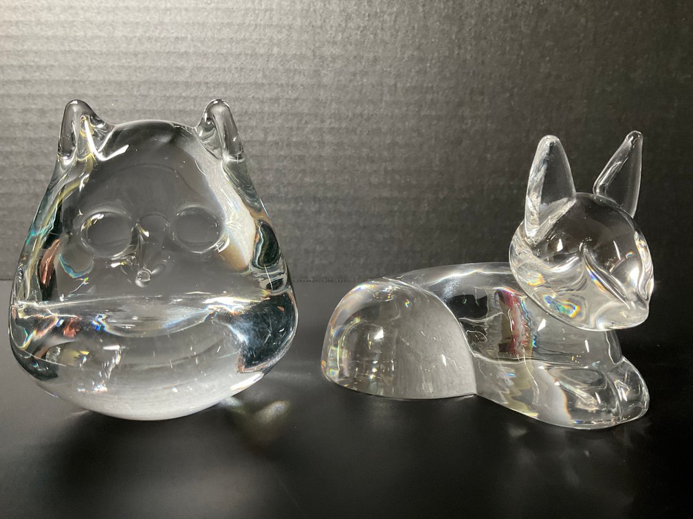 Lead Glass Owl & Fox Figurines