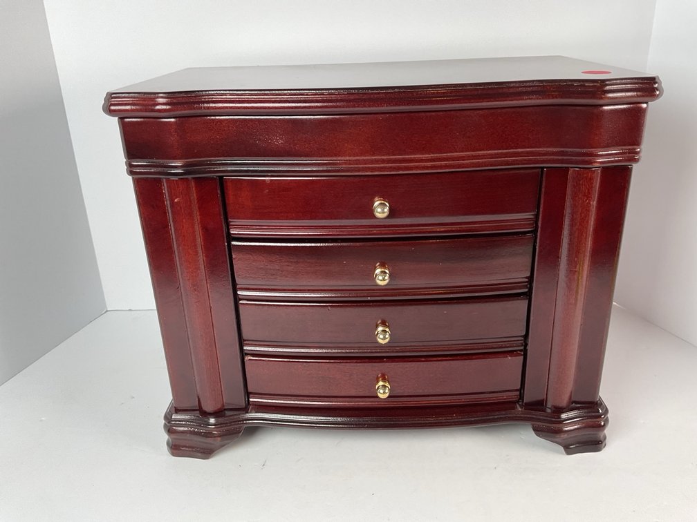 Cherry Stained Jewelry Chest