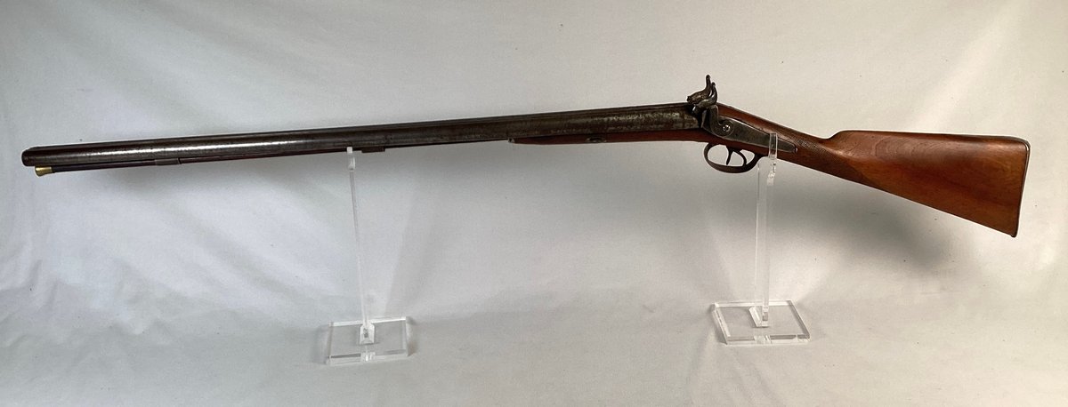 Damascus Side By Side Back-Action Percussion Shotgun in 12GA