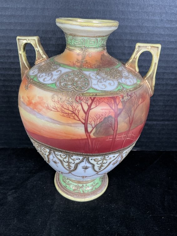 Nippon Hand Painted Porcelain Vase