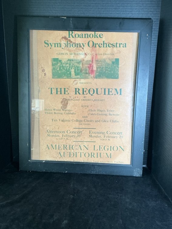 Vintage Roanoke Symphony Orchestra presents the Requiem by Mozart at the American Legion Auditorium Poster
