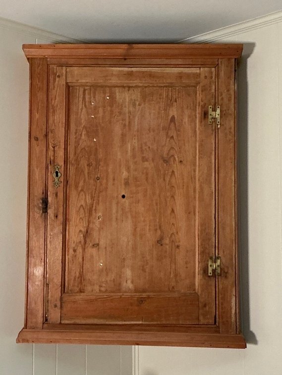 Antique Mounted Wall Hanging Corner Cupboard