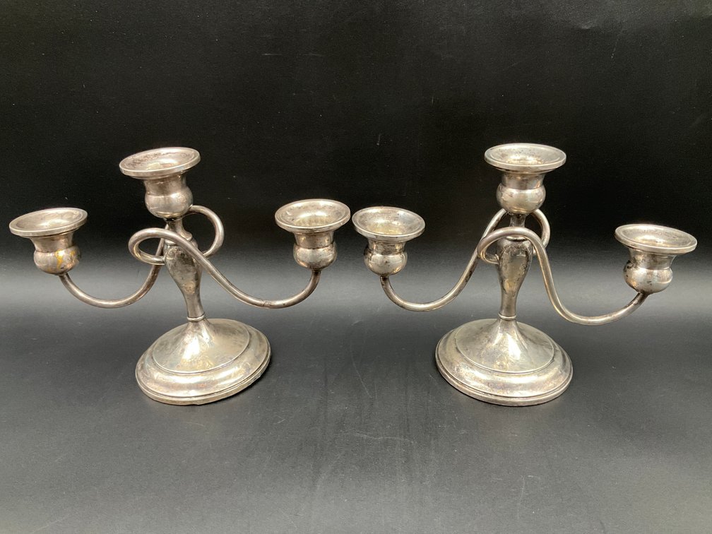 Pair of Weighted 3-Arm Candelabra by Preisner