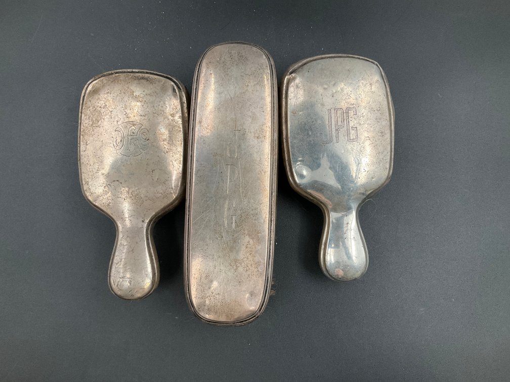 3 Brushes with Sterling Silver Back