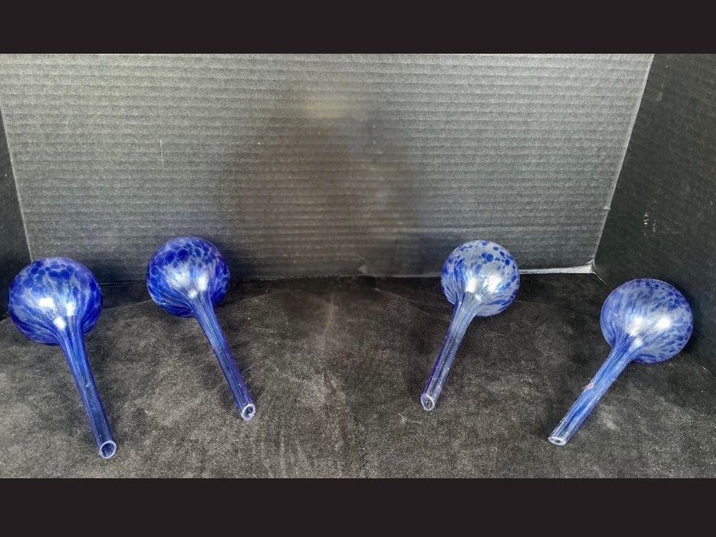 4 Handblown Aqua Globes