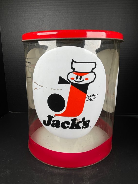 Jack's Cookie Company "Happy Jack" Countertop Store Display Jar