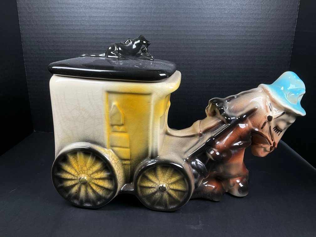 American Bisque "Cookies & Milk" Donkey Cart Cookie jar