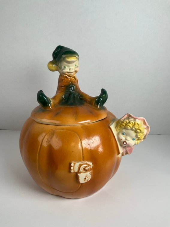 1950's Brush Pottery Peter Peter The Pumpkin Eater Ceramic Cookie Jar