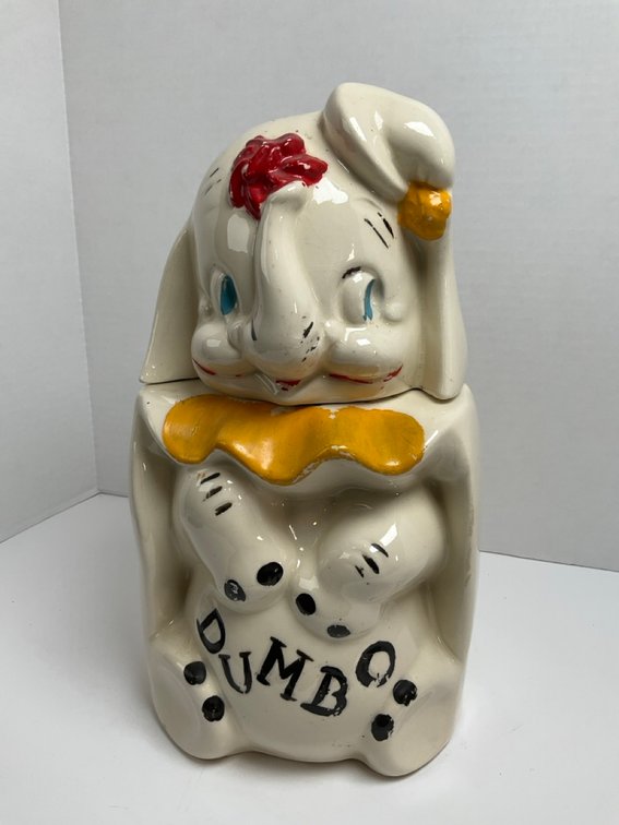 1940's Walt Disney Dumbo & Pluto Two Sided Turnabout Ceramic Cookie Jar