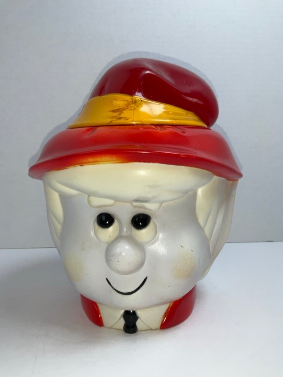 1974 Ernie The Keebler Elf Hard Plastic Figural Cookie Jar