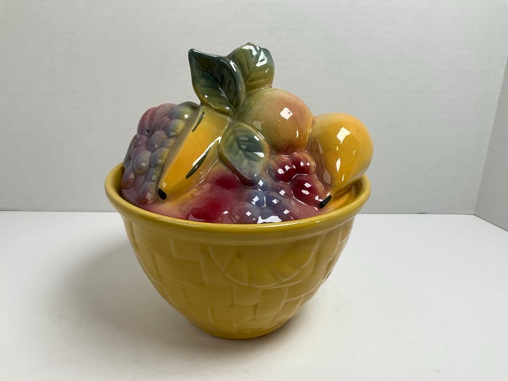 Shawnee Pottery Fruit Basket Covered Bowl Ceramic Cookie Jar