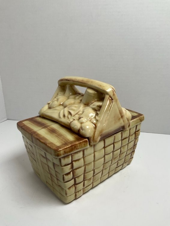 McCoy Pottery Picnic Basket Ceramic Cookie Jar