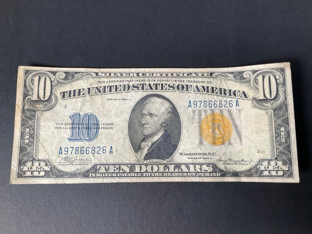 1934 A North Africa Emergency Note $10 Silver Certificate