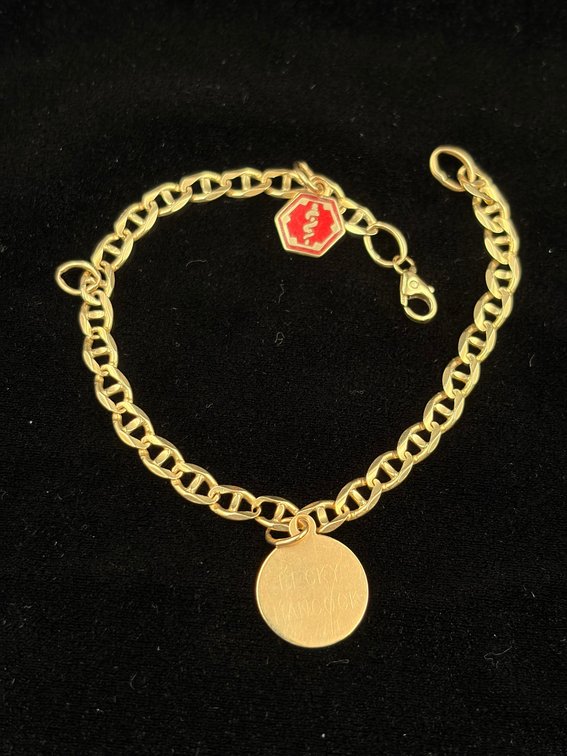 14K Gold Chain Bracelet with Two 14K Charms