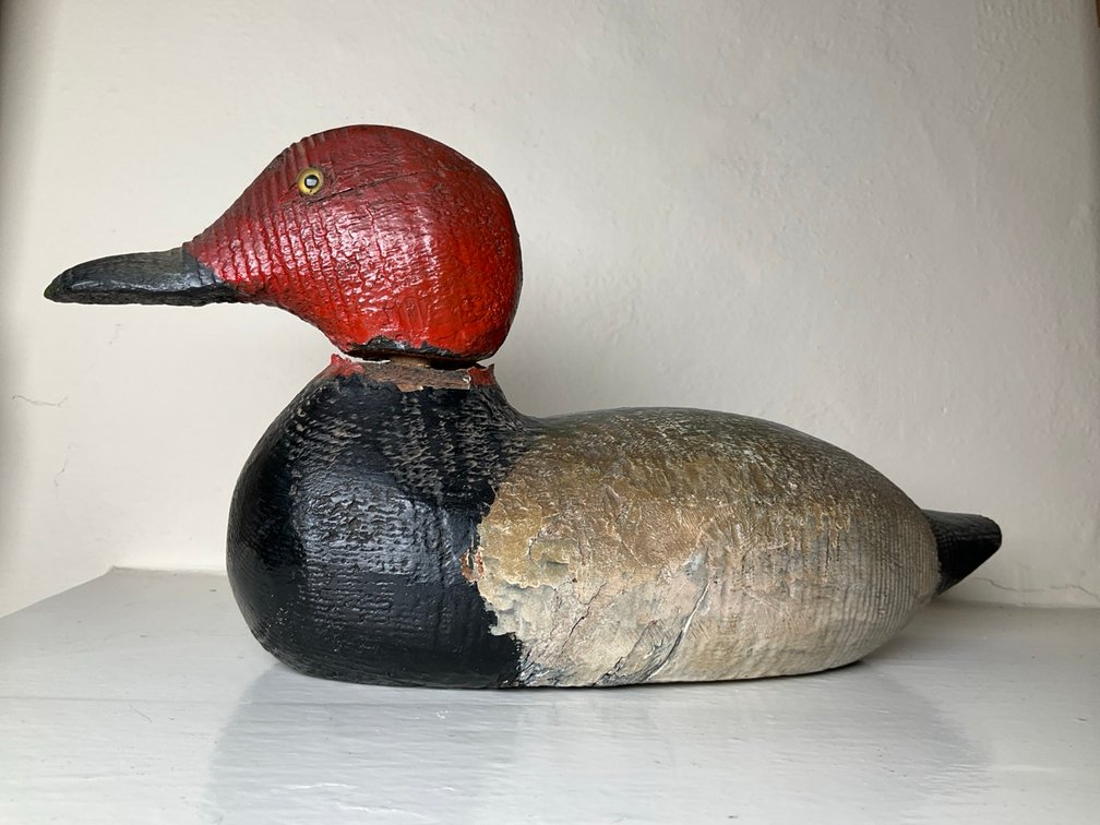 Red Headed Wooden Duck Decoy