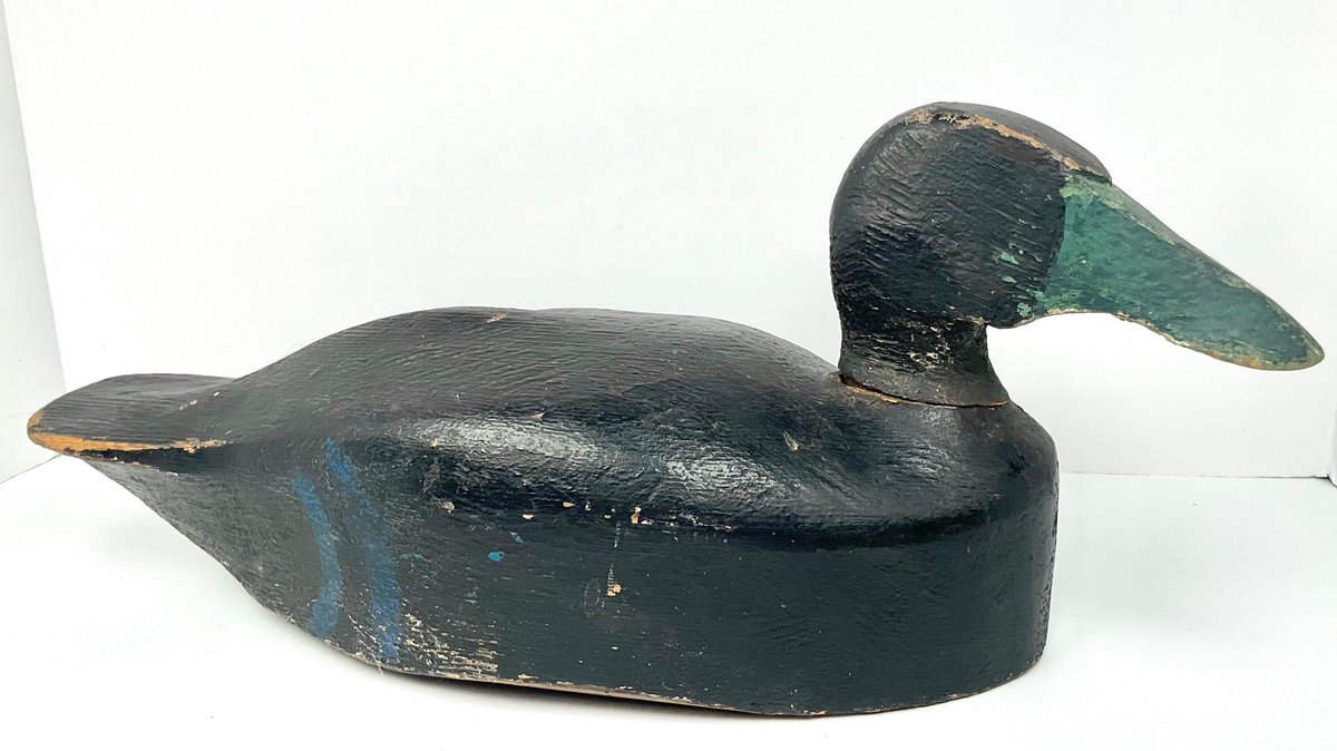 Antique Black Carved Duck Decoy