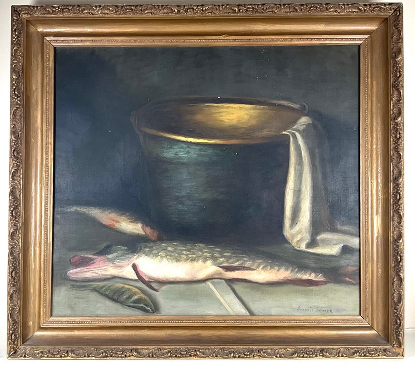 Fish Cleaning Original Still Life Painting