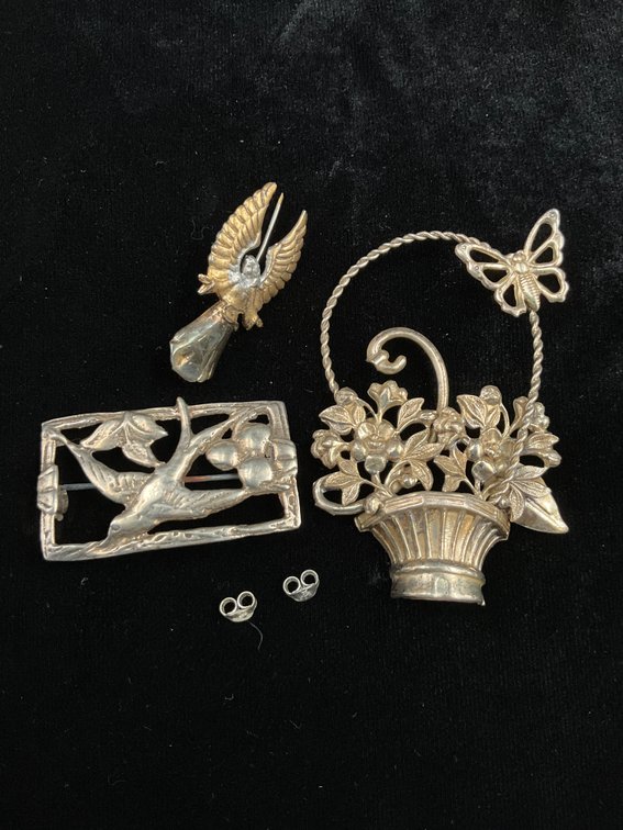 3 Sterling Silver Pins