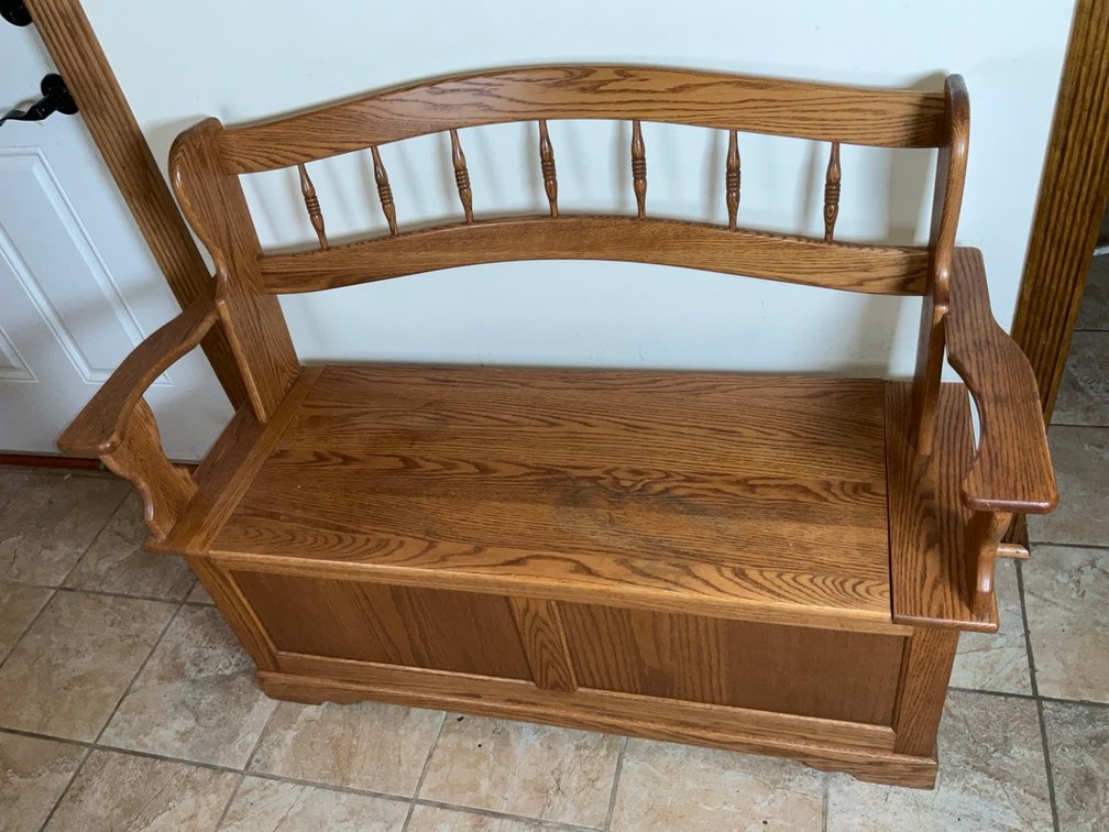 Solid Oak Country Spindle Storage Bench Entryway Bench Seat
