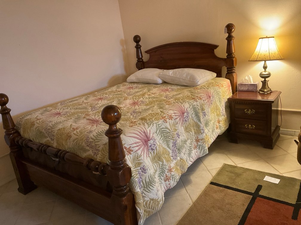 Solid Cherry Wood Four Poster Bed Frame and Nightstand