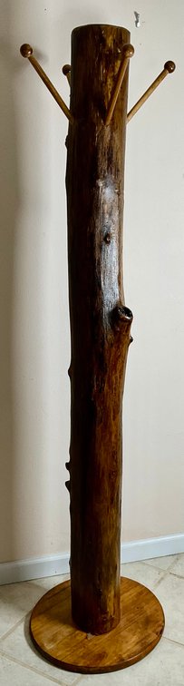Rustic Natural Wood Log Coat Tree Hall Stand