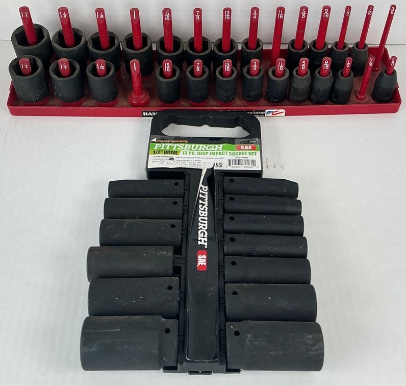 Pittsburgh 1/2-Inch Drive SAE 13-Piece Deep Impact Socket Set with Tray