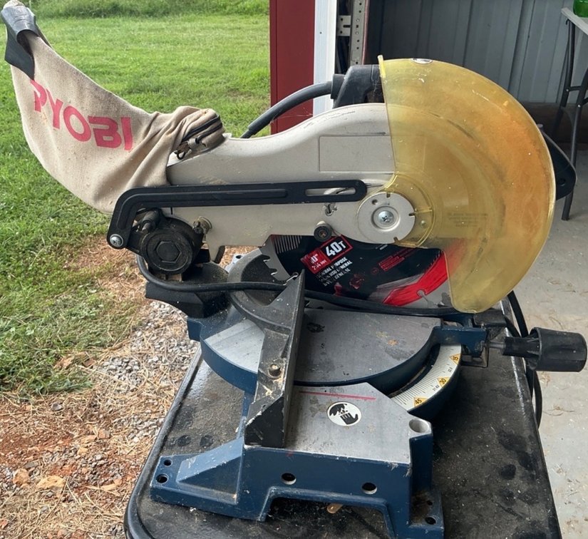 Ryobi TS1301 10 Inch Compound Miter Saw With Rolling Metal Cart