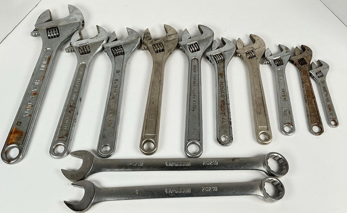 Assorted Adjustable Crescent and Allen Combination Wrench Lot