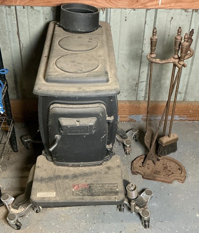 United States Stove Co Cast Iron Wood Burning Stove With Fireplace Tools