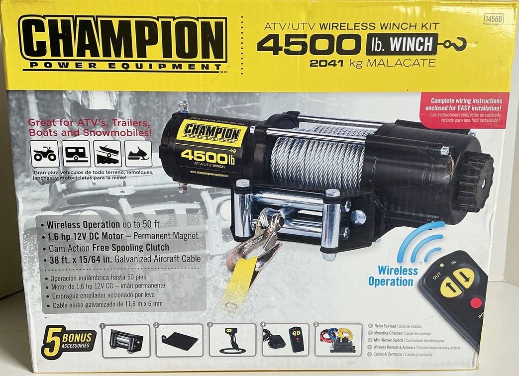 Champion Power Equipment 4500 lb ATV UTV Wireless Winch Kit Model 14560