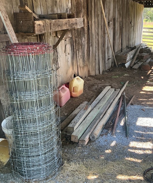 Assorted Farm Fencing Supplies Woven Wire and Lumber Lot