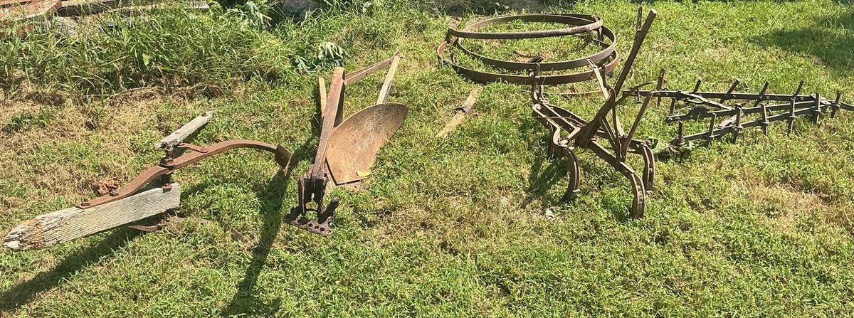 Antique Horse Drawn Agricultural Implements, Moldboard Plow, Cultivator, & Harrow