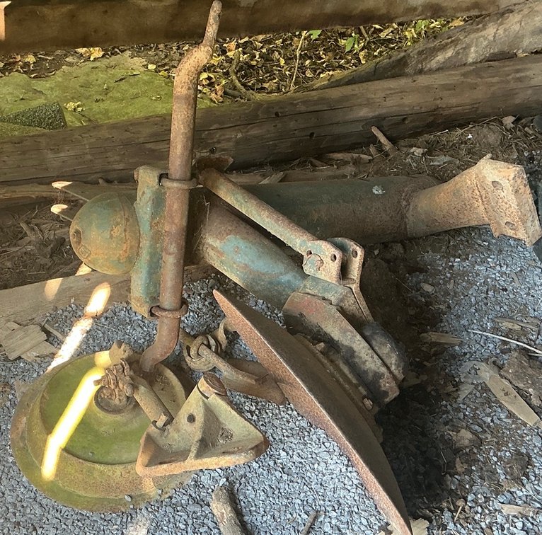 Antique Heavy Iron Single Bottom Disc Plow Tractor Attachment Assembly