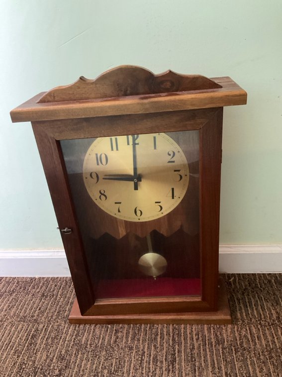 Wooden Glass Front Pendulum Wall Clock Quartz Movement