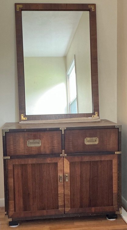 Lane Mid Century Campaign Style Wooden Credenza Server