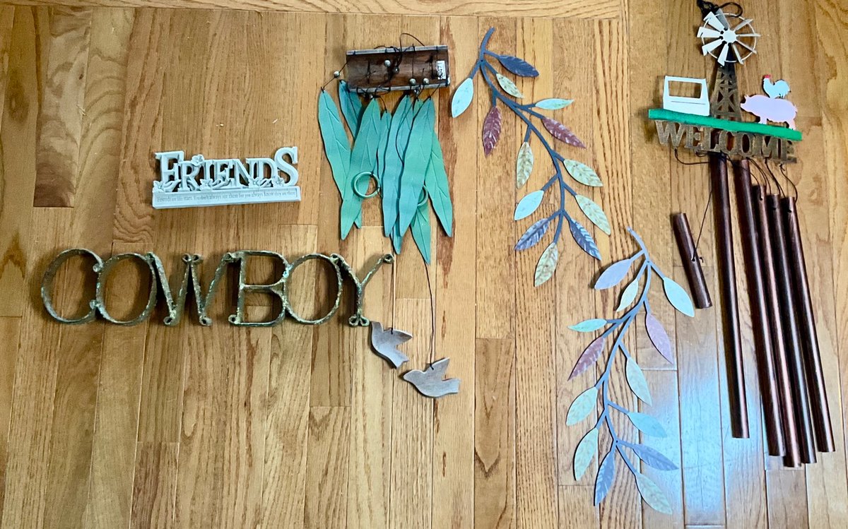 Farmhouse Metal Wind Chimes and Rustic Wall Decor Assortment