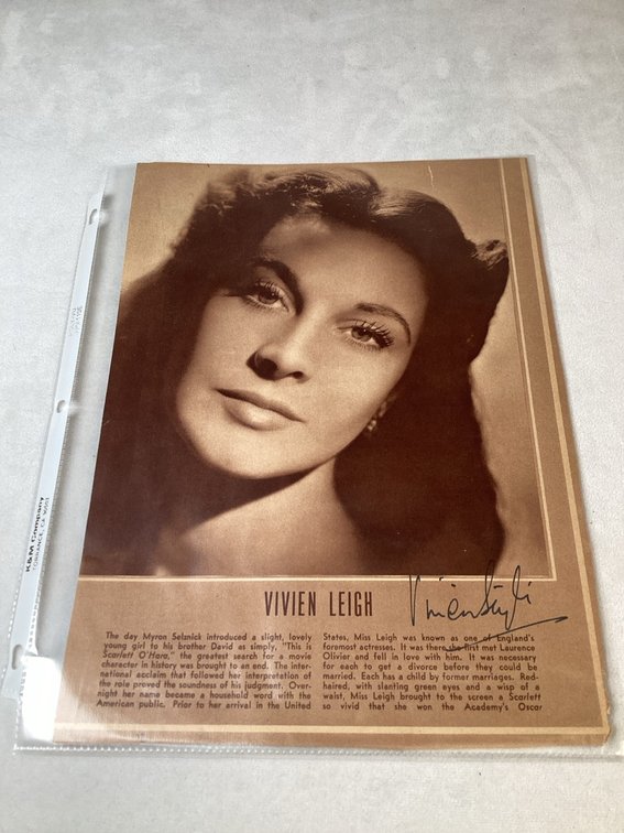 Vivian Leigh Signed Magazine Page