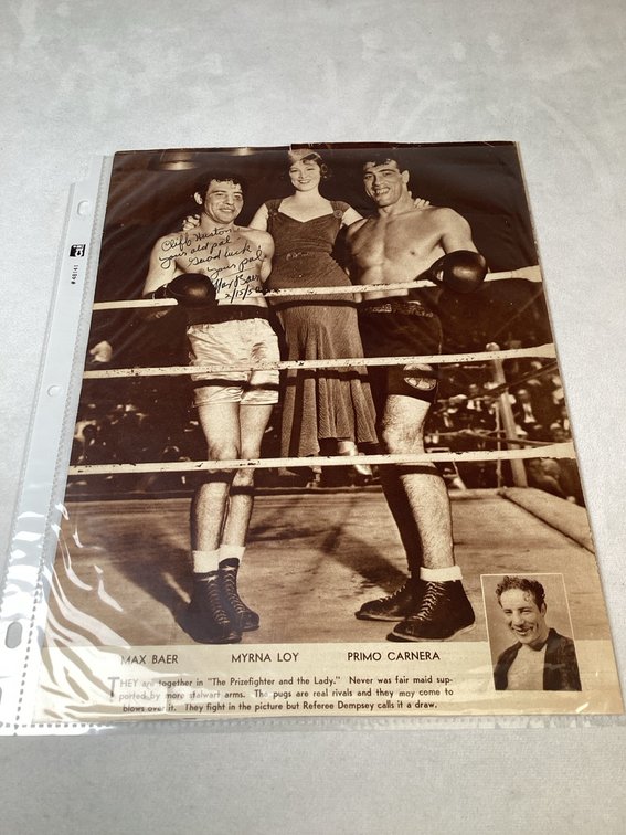 1950 Dated Max Baer Signed Magazine Page