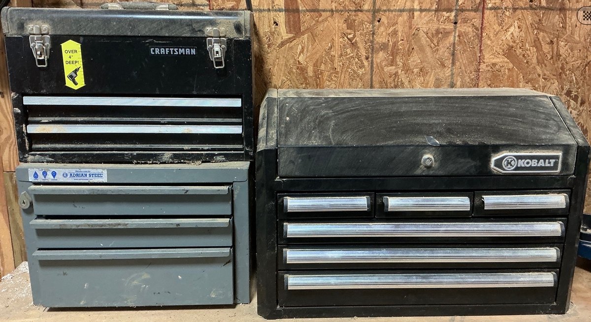 Kobalt Craftsman and Adrian Steel Tool Chests with Hardware Contents