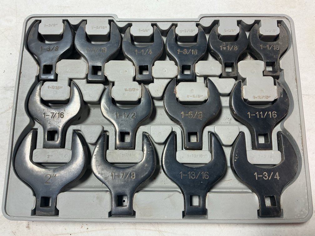 Large SAE Crowfoot Wrench Set with Case