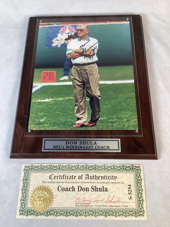 Don Shula Autographed Photo Plaque