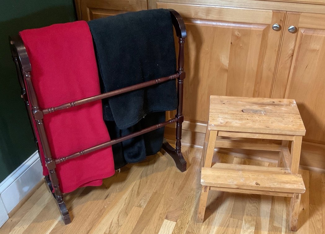 IKEA BEKVÄM Solid Beech Step Stool and Turned Blanket Rack