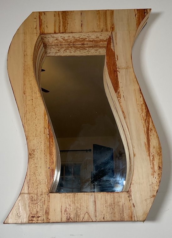Organic Natural Mango Wood Asymmetrical Cutout Wall Mirror