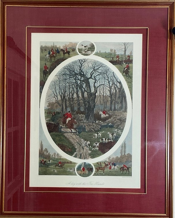 Framed WH Tuck Print Titled A Day With the Fox Hounds