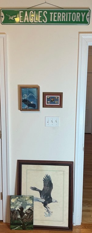 Eagle Motif Collection Including Philadelphia Eagles Steel Sign and Artwork