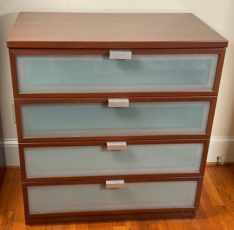 IKEA Hopen Four Drawer Dresser Frosted Glass Fronts
