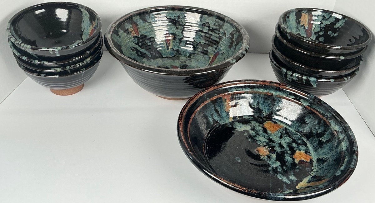 Coyote Pottery Hutchinson MN Studio Stoneware Serving and Cereal Bowls