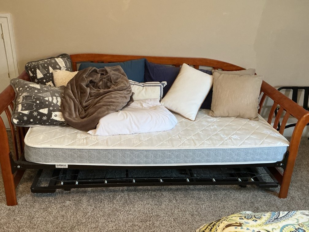 Solid Wood Twin Daybed With Pop-Up Trundle Folding Cot Luggage Rack