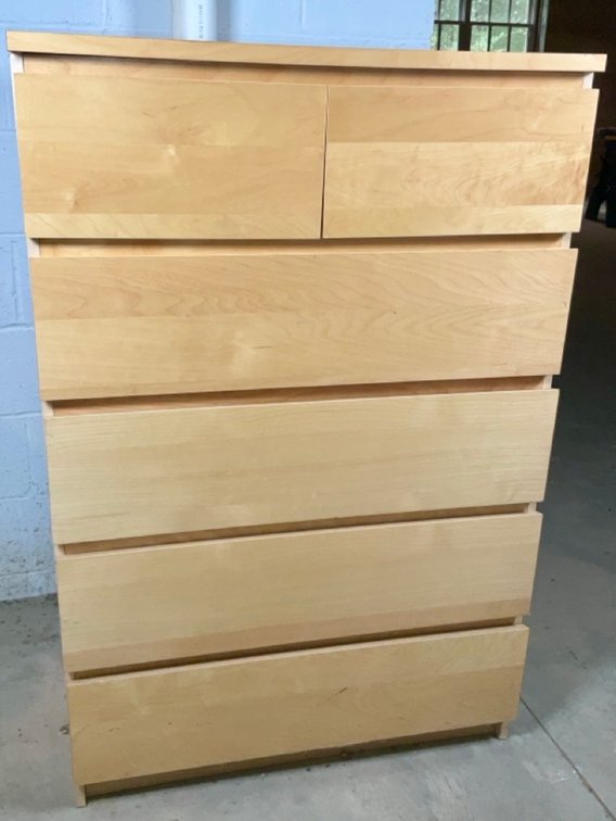 IKEA Malm Six Drawer Chest In Light Oak Effect Veneer